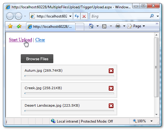 Uploading Multiple Files with Upload progress using AJAX ASP.Net