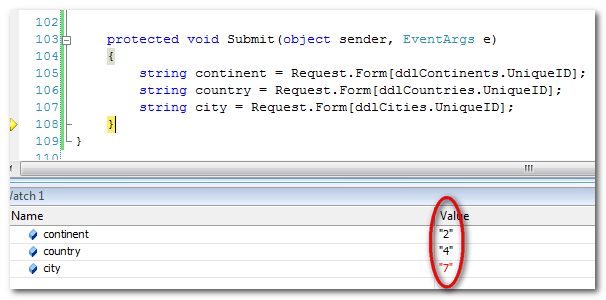 Cascading Dropdownlists using jQuery and AJAX