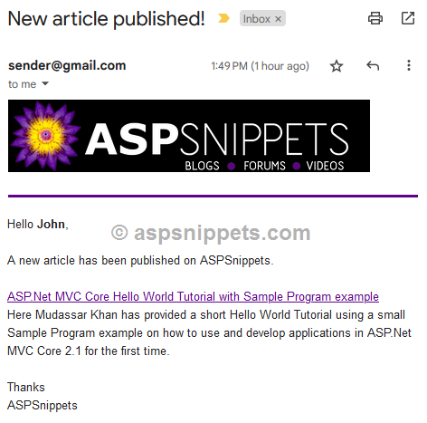 ASPNet Core Send Email using HTML Templates