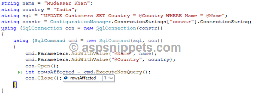 Understanding SqlCommand ExecuteNonQuery in C# and VB.Net 