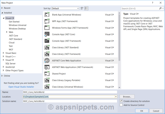 mvc hello world example asp net