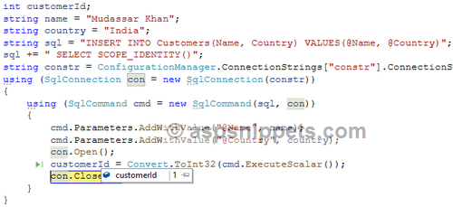 Understanding SqlCommand ExecuteScalar in C# and VB.Net 