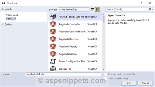 Configure Entity Framework Step By Step in ASP.Net