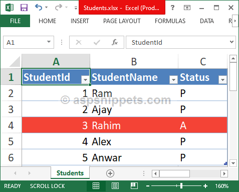 Change color of row in Excel with ClosedXml using C# and VB.Net